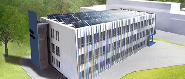 Bildet: Depotbygget på Haakonsvern marinebase i Bergen er presentert som en av ZEBs fem pilotprosjekter på ZEB-konferansen (zero emission building) Link Arkitektur