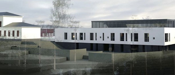 Drammen Eiendom har høye miljøambisjoner for Frydenhaug skole. (Illustrsjon: Terje Grønmo arkitekter.)