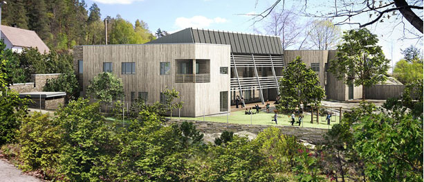 Bildet: Det nye krisesenteret i Skien. (Illustrasjon: arkitektkontoret Børve og Borchsenius as)