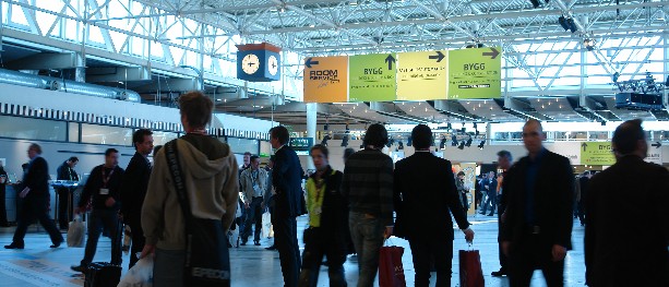 Bildet: Et bredt spekter av byggrelaterte utstillere fyller Stockholmsmässans lokaler denne uken. (Foto: Stockholmsmässan)