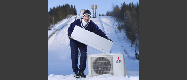Legende med varmluft under skia