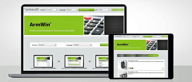 ArmWin: Armacells tekniske beregningsprogram til beregning av isolasjonstykkelse nå også for mobile enheter.
