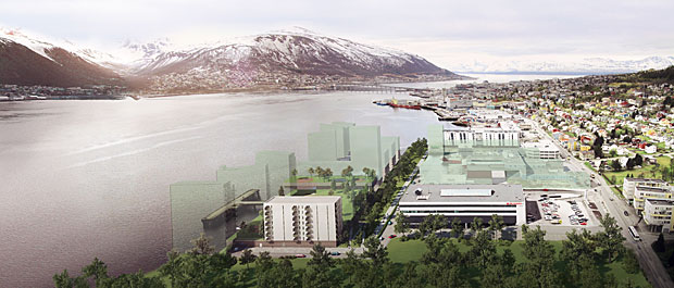 Bildet:  Prosjektet Kræmer Brygge i Tromsø er et av prosjektene som får konseptutredningsstøtte fra Enova. (Foto: Kræmer Eiendom)