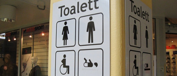 Bildet: Kjøpesentrene har ofte gode toaletter (Foto: Rita Horsdal Jønsberg