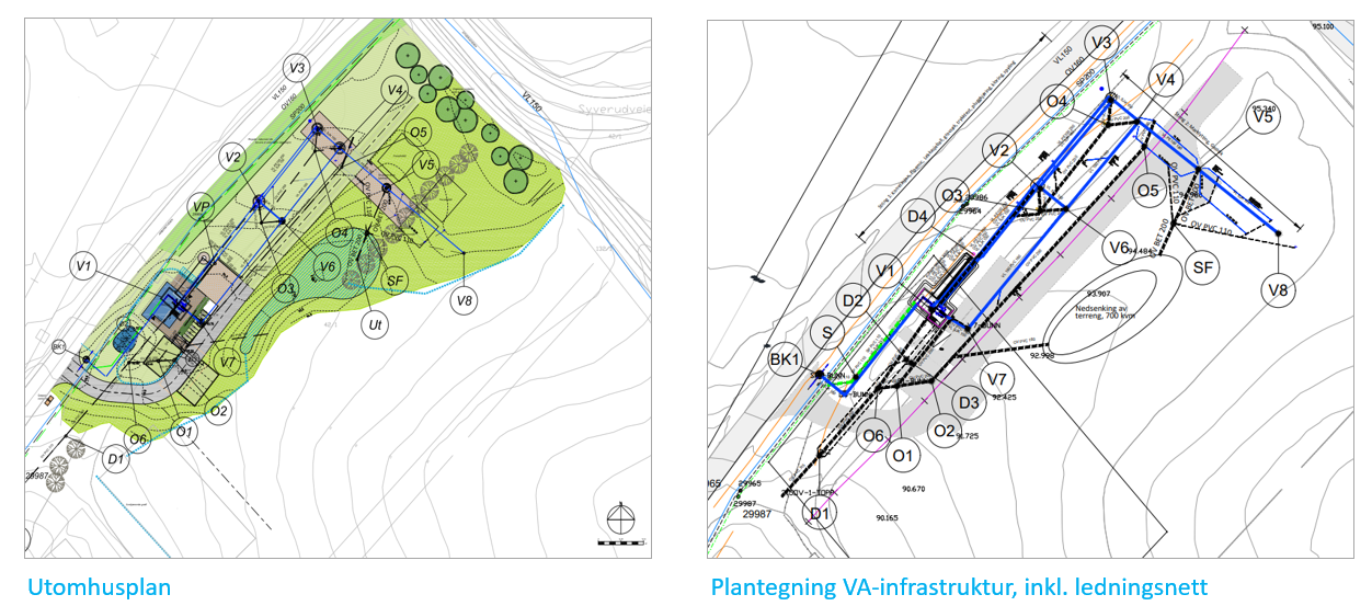 Vannsenter - utomhusplan og VA plantegning