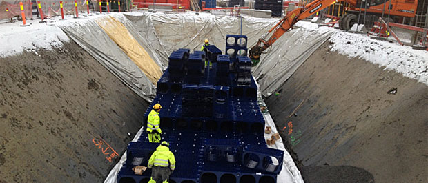 Bildet: - Det tok oss bare to dager på å stable og montere Q-Bic kassettene. (Foto: Wavin)