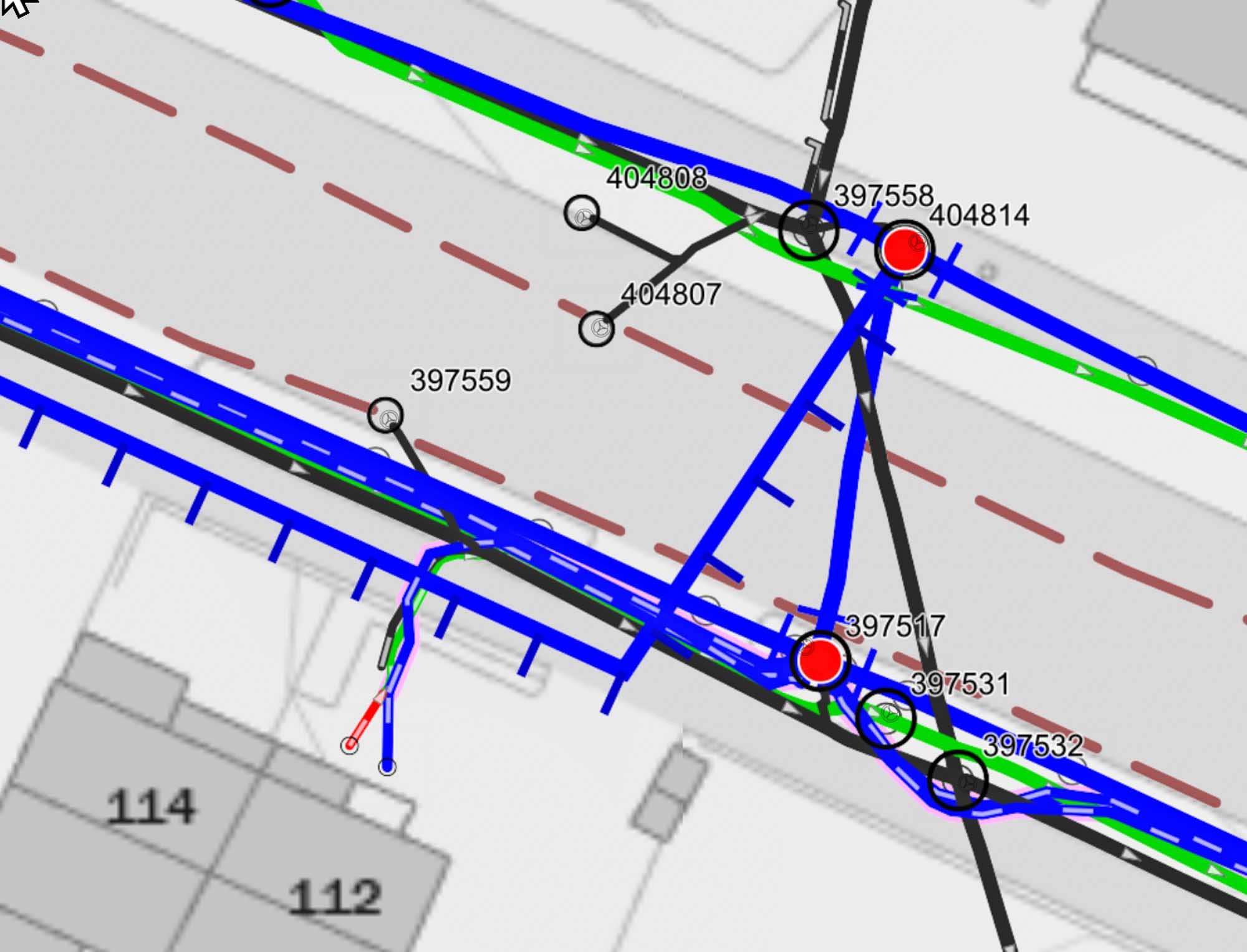 stikkledninger på VA-kart i Trondheim
